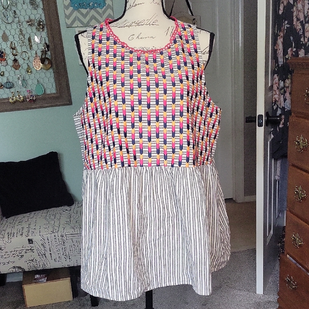 Colorful Striped Women's Tank Top Size 2x. Pk Bx